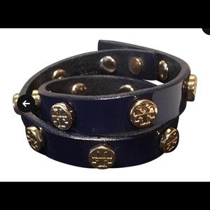 Tory Burch Navy Patent Wrap Bracelet